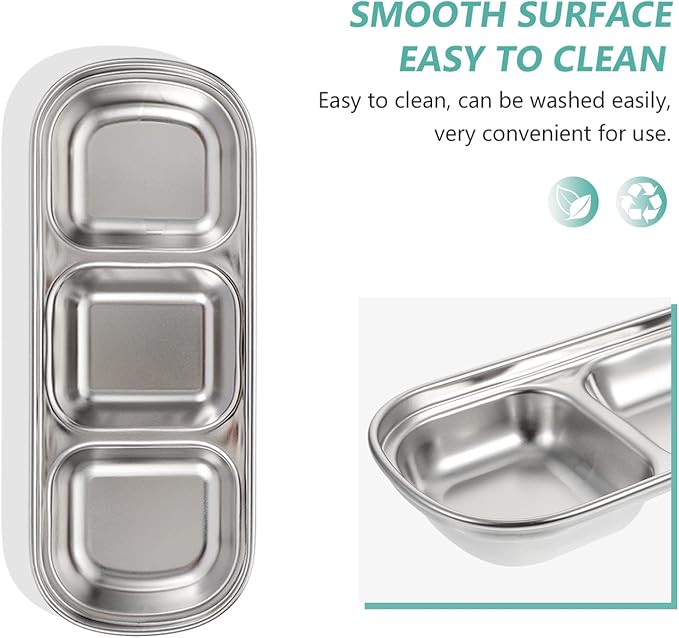 Ipetboom Compartment Pet Tray Food Bowls: 6pcs Stainless Steel Cat Bowl Divided - Image 3