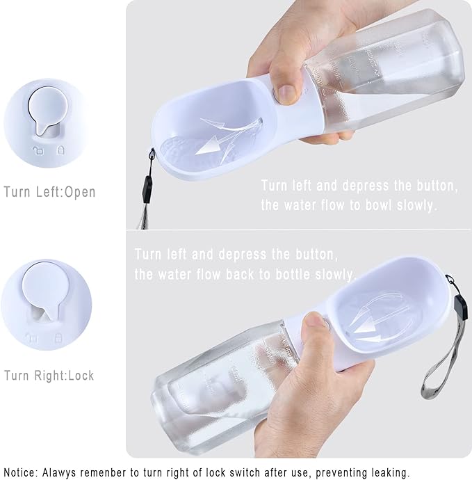 Cibaabo Dog Water Bottle with Food Container & Poop Bag Holder, Travel Water - Image 4