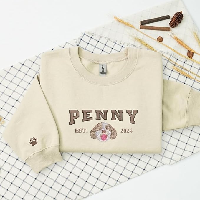 Custom Embroidered Sweatshirt Dog From Real Photo - Image 5