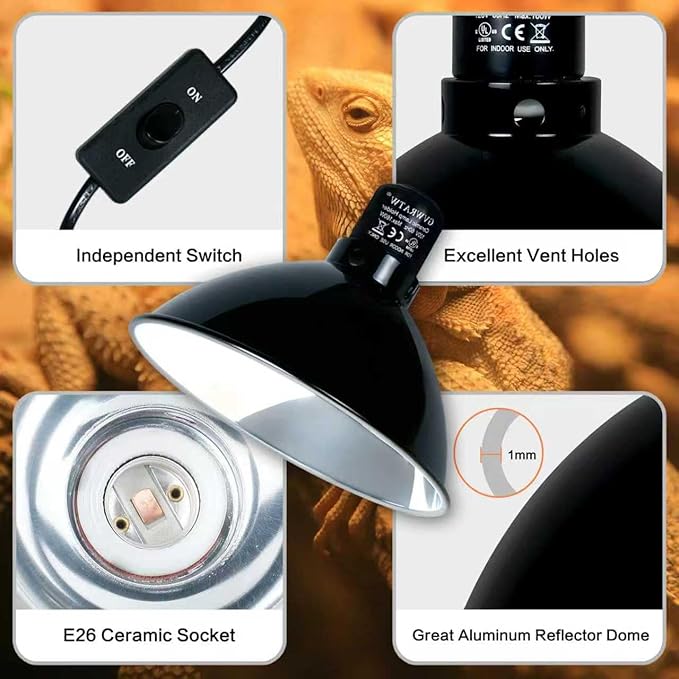 8.5-inch Standard Lamp Dome for Reptile Heating Lamps, Ceramic Heat Emitters - Image 4