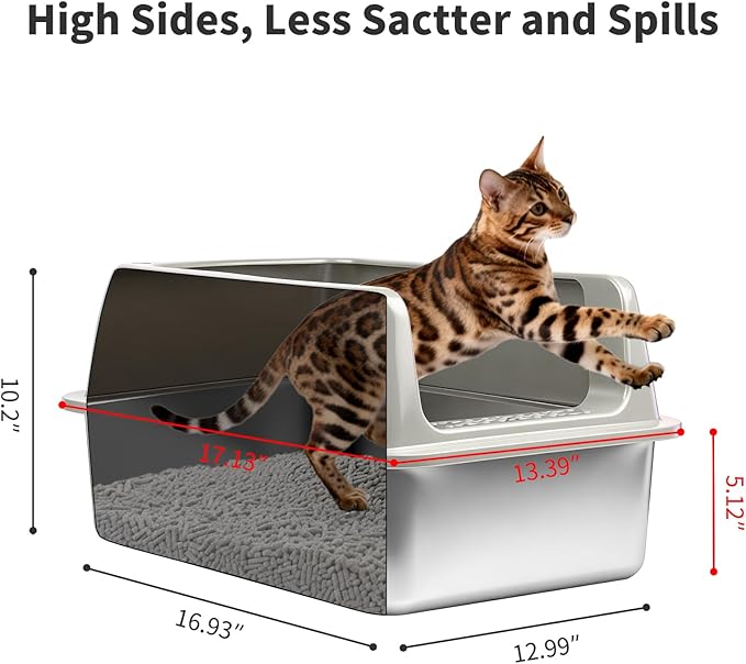Kirecoo 2 Pack Stainless Steel Litter Box - Image 4