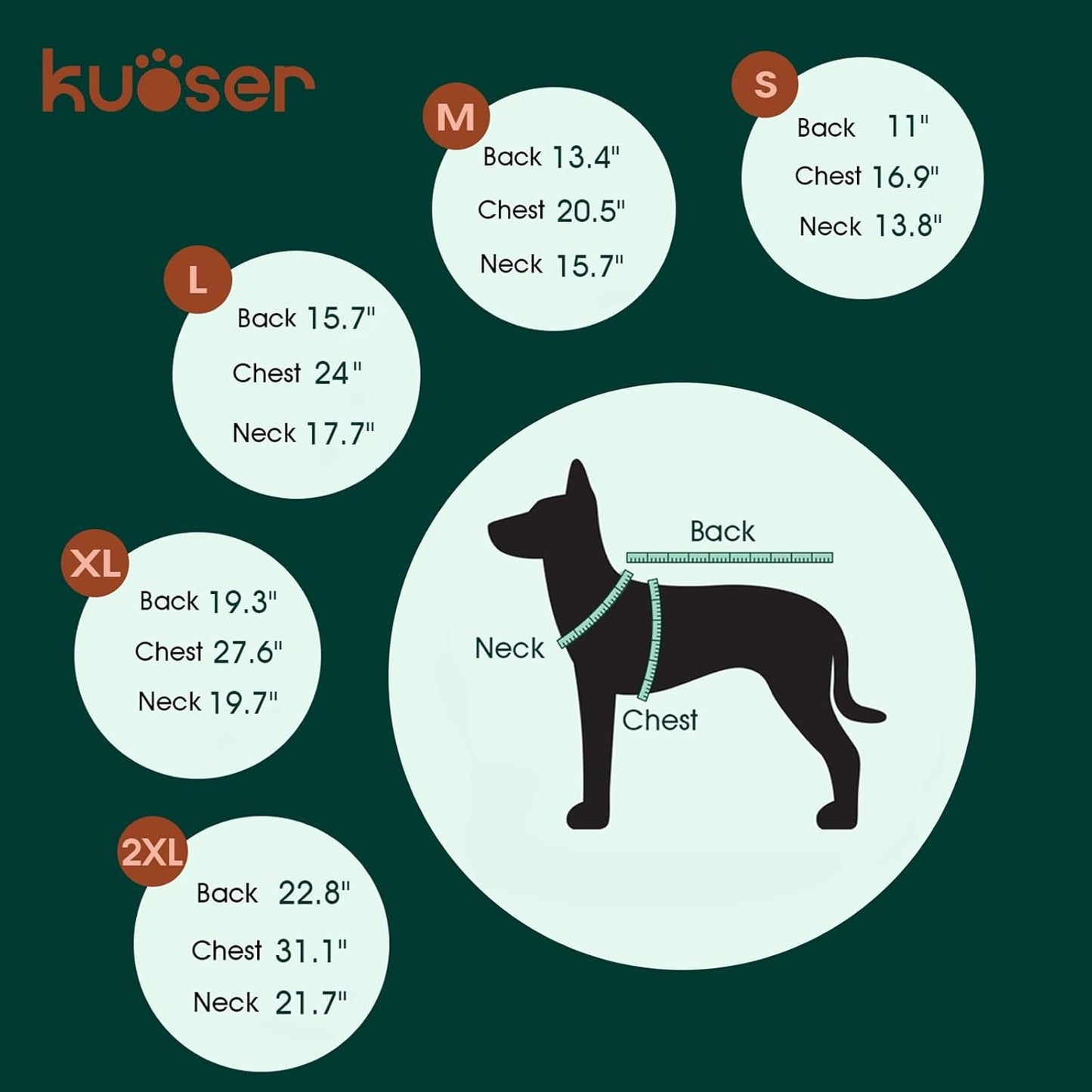 Kuoser Dog Cooling Vest, Pet Cooler Coat, Breathable Doggie Cool Jackets for Medium Dogs, Reflective Cooling Harness, Puppy Summer Essentials Green L