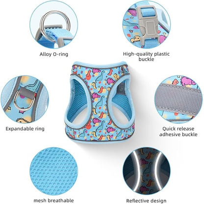 Step in Dog Harness and Leash Set, Flower Adjustable Easy Walk Puppy Harnesses - Image 3