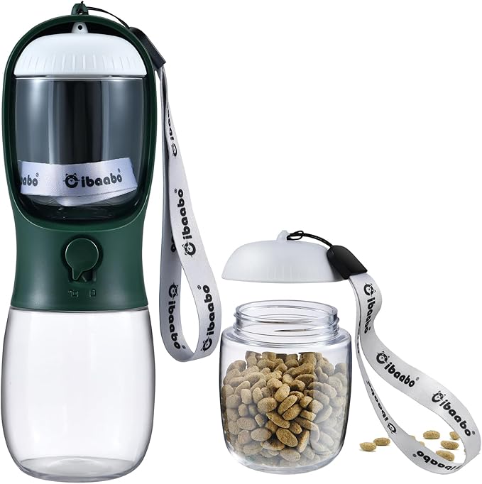 Cibaabo Dog Water Bottle with Food Container, Travel Puppy Water Bowl, Portable by Cibaabo
