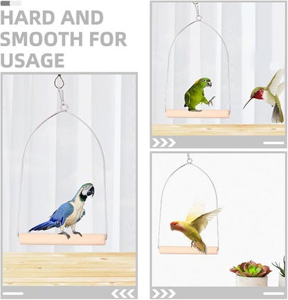 Hummingbird Wooden Perch with Rust-Resistant Metal Frame and Hanging Chain - Image 5