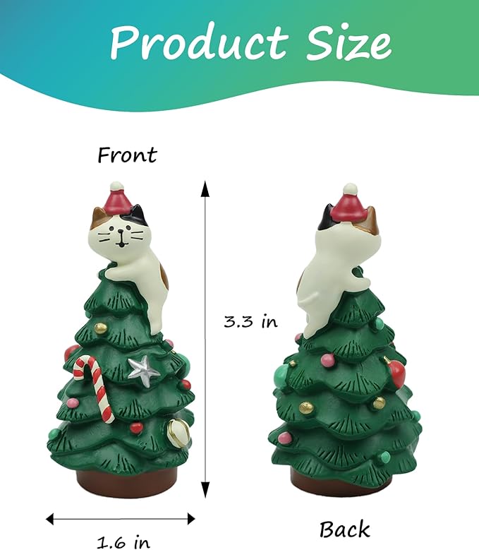Refintural 3.3 Inch Resin Christmas Cat Tree - Image 2