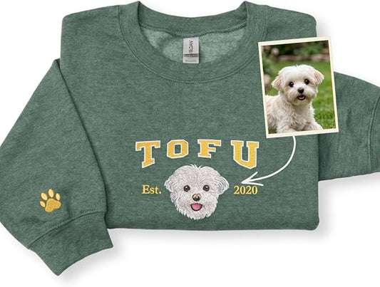 Custom Embroidered Sweatshirt Dog From Real Photo by EMBROLY