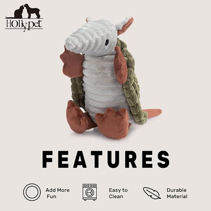 Hollypet Plush Dog Squeaky Toy Stuffed Armadillo Animal Pet Puppy Chew Toys - Image 6