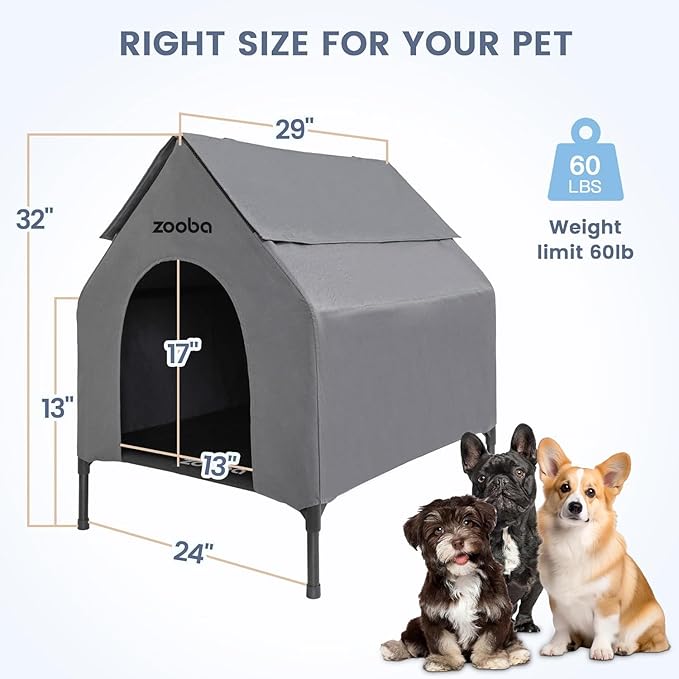 Zooba 29" 2-in-1 Dog House for Medium Dogs, Elevted Dog House Outdoor/Indoor - Image 4