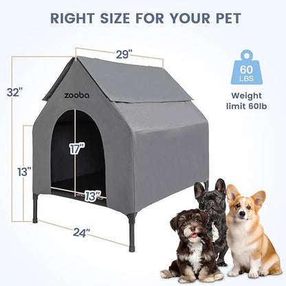 Zooba 29" 2-in-1 Dog House for Medium Dogs, Elevted Dog House Outdoor/Indoor - Image 4