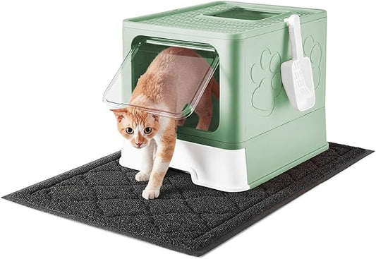 Medario Cat Litter Box with X-Large Litter Mat and Scoop, Large Covered Litter by Medario