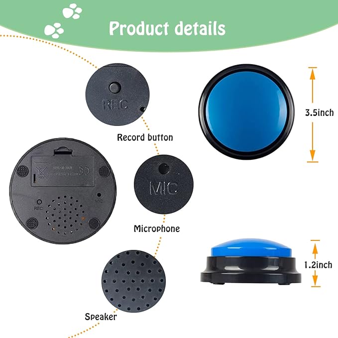 FINEST+ Voice Recording Button for Communication Pet Training Buzzer, 30 Second - Image 4