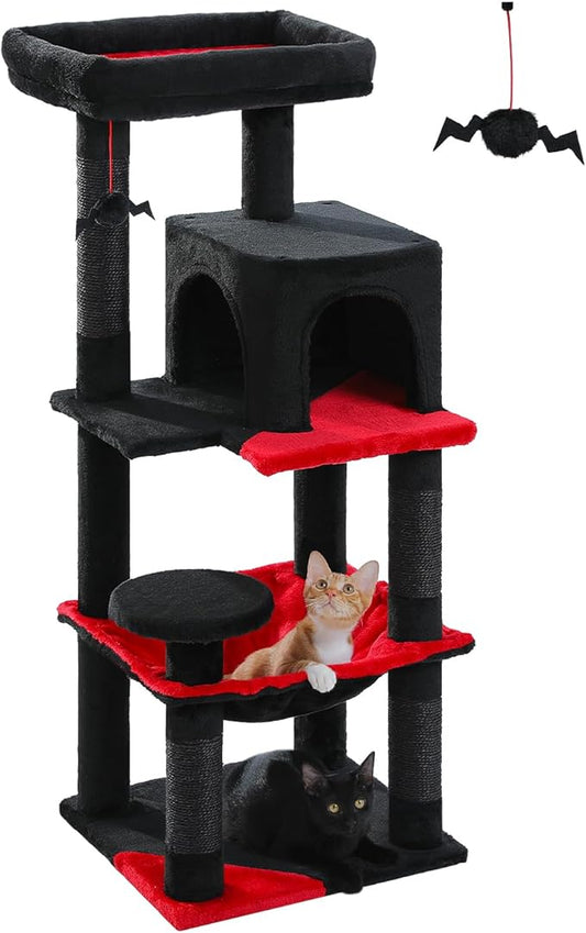 MUTTROS Gothic Cat Tree with Super Large Hammock, 45.7" Black Cat Tower with by MUTTROS