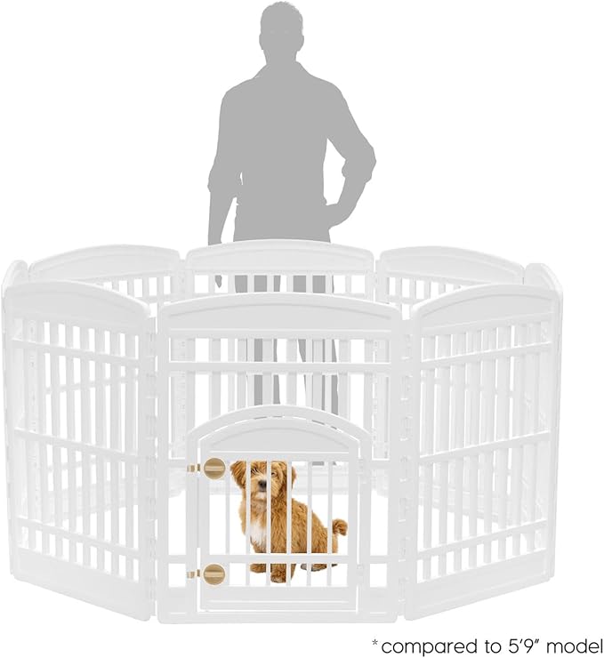 IRIS USA Dog Playpen with Door, 34” 8 Panel Pet Exercise Pen – Indoor Outdoor - Image 2