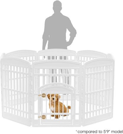 IRIS USA Dog Playpen with Door, 34” 8 Panel Pet Exercise Pen – Indoor Outdoor - Image 2