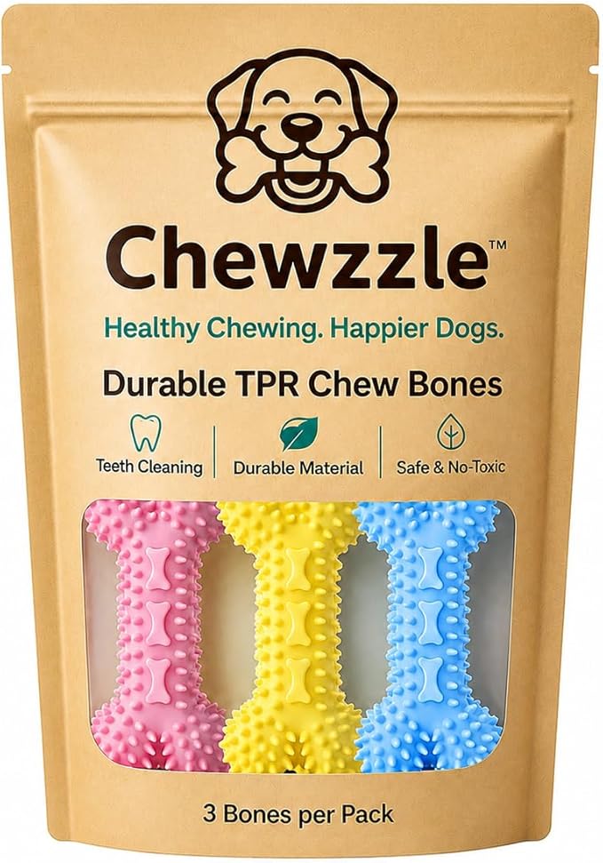 Chewzzle™ 3 Pack Chew Toys for Small Dogs & Puppy Teething Toys | Safe TPR by Unknown