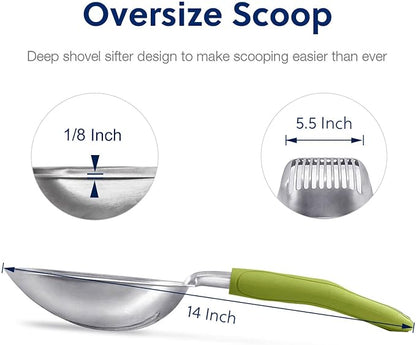 WePet Cat Litter Scoop, Aluminum Alloy Sifter, Kitty Metal Scooper, Deep Shovel - Image 2