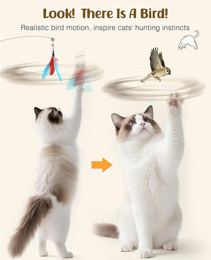 Pawaboo Feather Teaser Cat Toy, Interactive Feather Wand Cats Toy Flying - Image 4