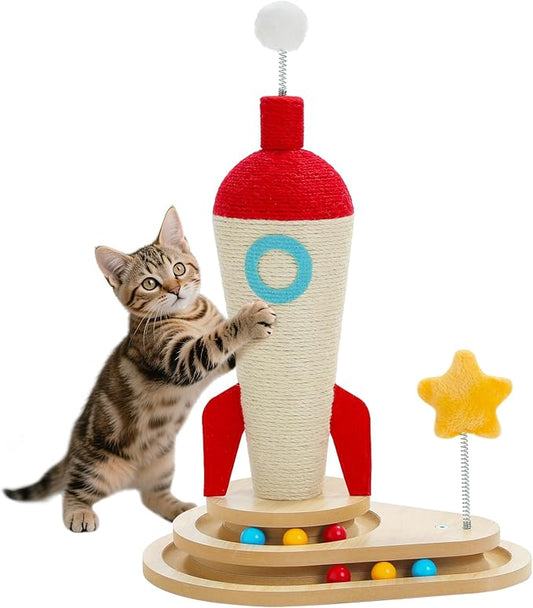 PETEPELA Cat Scratching Post, Rocket Sisal Cat Scratcher, 24.8'' Cute by PETEPELA