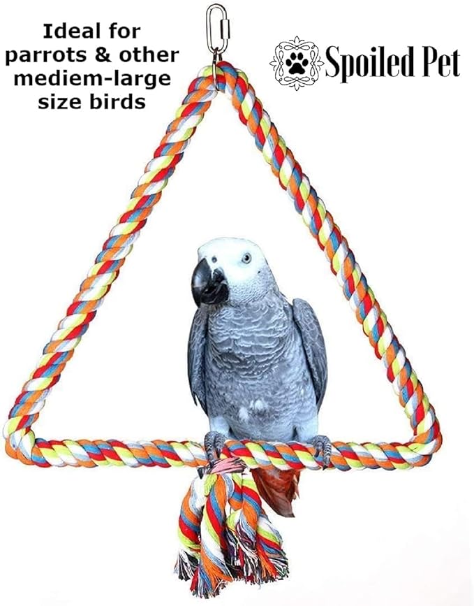 Spoiled Pet® Large Triangle Bird Rope Swing Perch - Image 6