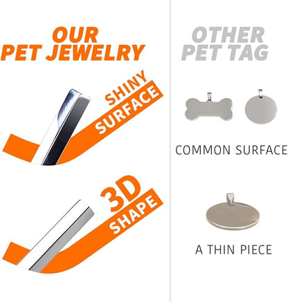 Dogs ID Tags Personalized Four Sided Deep Engraved Cat & Dog Collar Charm Bar - Image 5