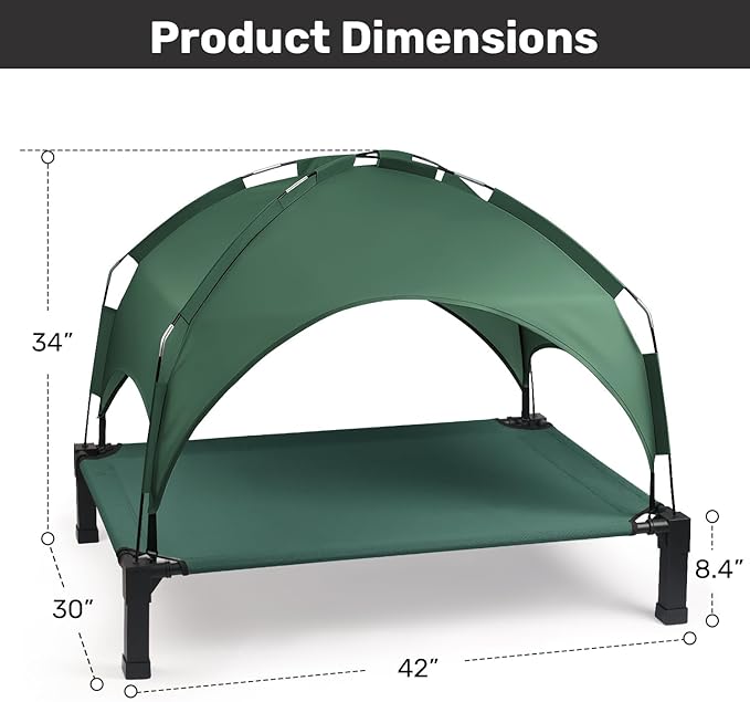 Heeyoo Elevated Dog Bed with Removable Canopy, Portable Dog Cot with Sun - Image 6