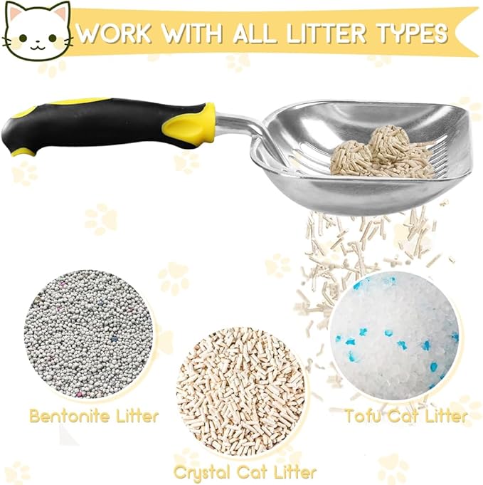 Cat Litter Scoop, Metal Cat Scooper, Rubber Handle Scoop, Sifting Shovel - Image 3