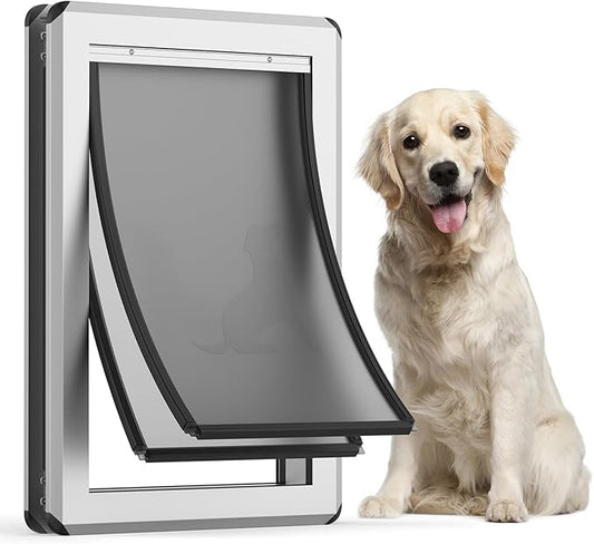 Full Enclosed Magnetic Flaps Dog Door, Rustproof Aluminum Alloy Frame, Extreme by LockOutWorriesLetFreedom