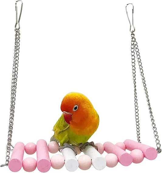Bird Swing, Parakeet Swing, Parrot Perch Stand, Natural Wooden Swing Hanging by Unknown