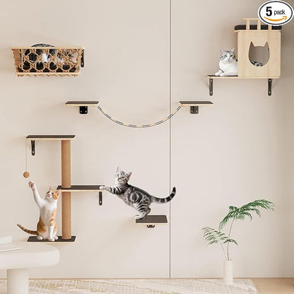 5-in-1 Cat Wall Shelves Set by Unknown