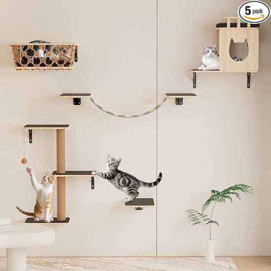 5-in-1 Cat Wall Shelves Set by Unknown
