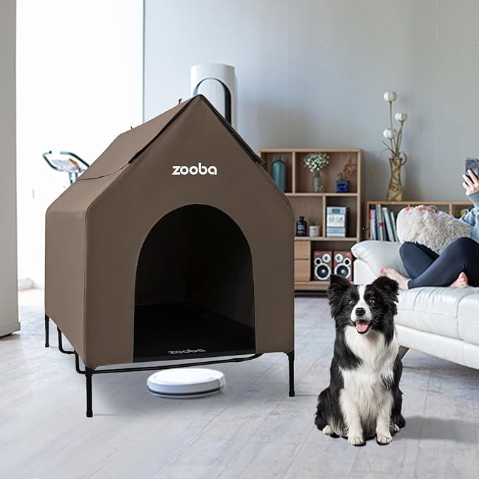 Zooba 48" XL Outdoor Dog House – Weatherproof Elevated Pet Shelter, Breathable - Image 9