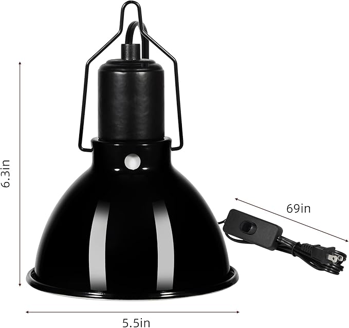 DXOPHIEX 5.5 inch Dome Reptile Light Fixture Reptile Heat Lamp UVB Light Fixture - Image 2