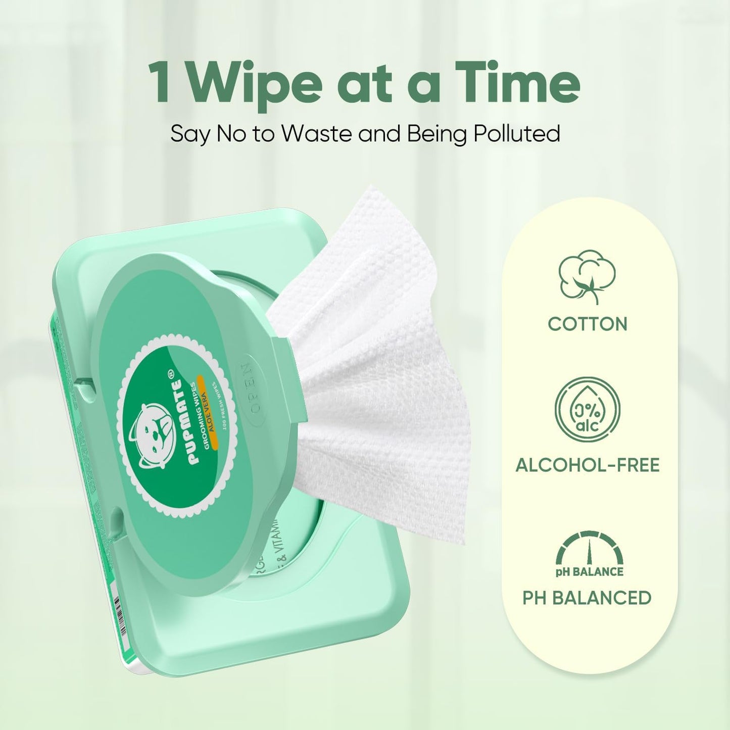 Pet Wipes for Dogs & Cats, Extra Moist & Thick Grooming Puppy Wipes with 100 Fresh Counts, Aloe Vera/Nature