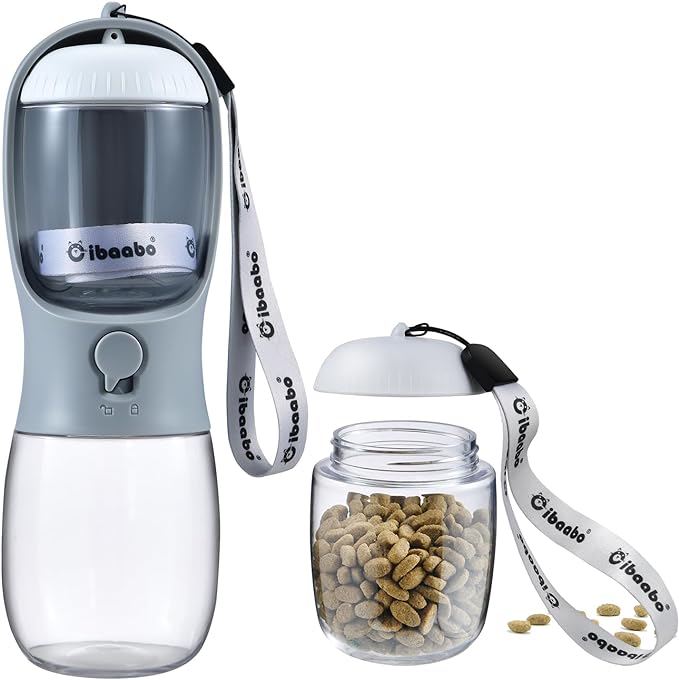 Cibaabo Dog Water Bottle with Food Container, Travel Puppy Water Bowl, Portable by Cibaabo