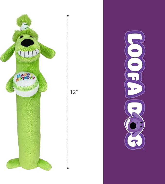 Multipet Loofa Dog Plush Toy w/ Birthday Hat - Image 6