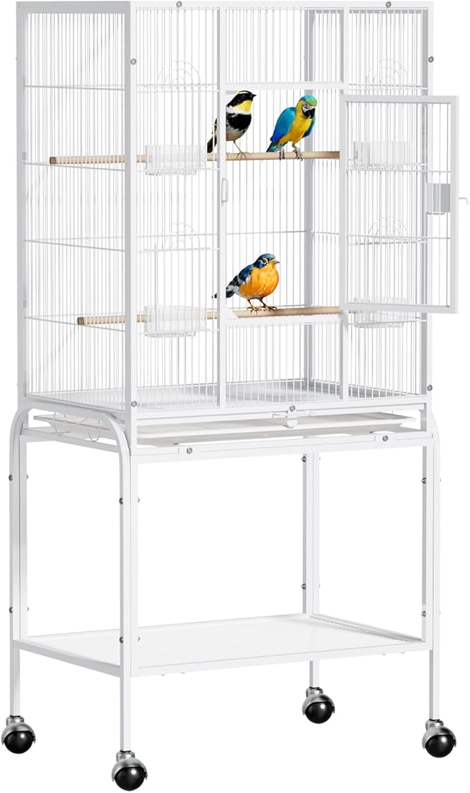 VINGLI 53-inch Bird Cage with Wheels, Durable Wrought Iron Parakeet Cage with by VINGLI