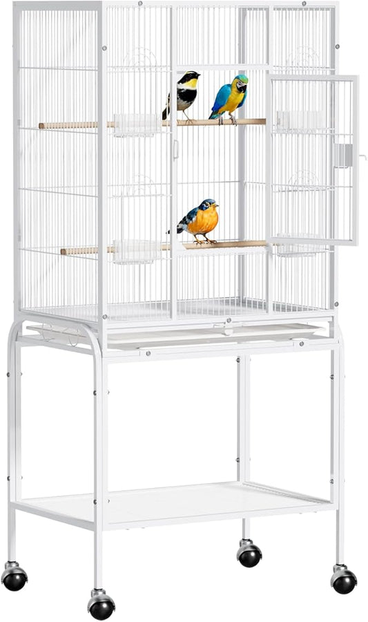 VINGLI 53-inch Bird Cage with Wheels, Durable Wrought Iron Parakeet Cage with by VINGLI