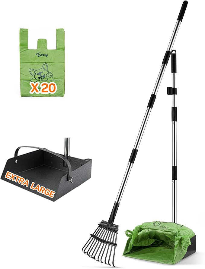 Toozey Dog Pooper Scooper for Large Dogs — 54" Extra Long Handle Poop Scooper by Toozey