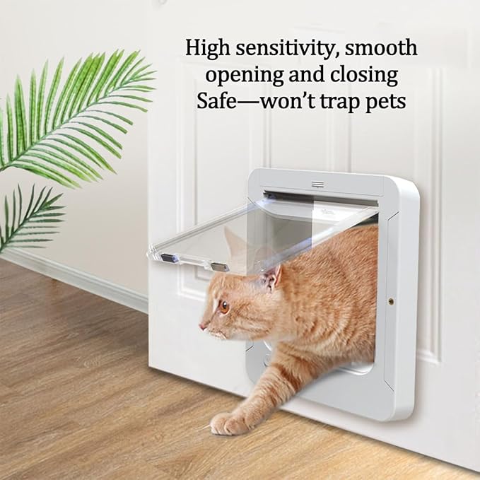 Microchip Cat Flap, Remote Control, Automatic Pet Door 11.73"X10.35", 4-Way - Image 4