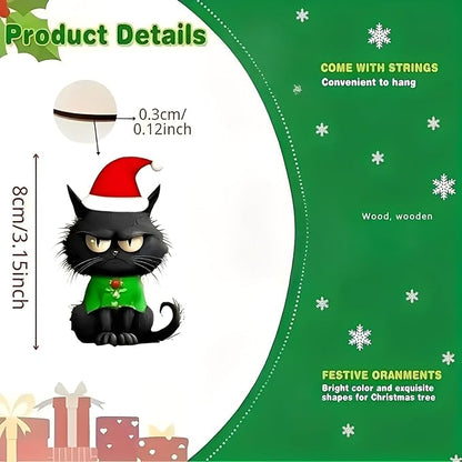 10 Pcs Christmas Hanging Ornaments Set Christmas Tree Decorations Cute Black - Image 3