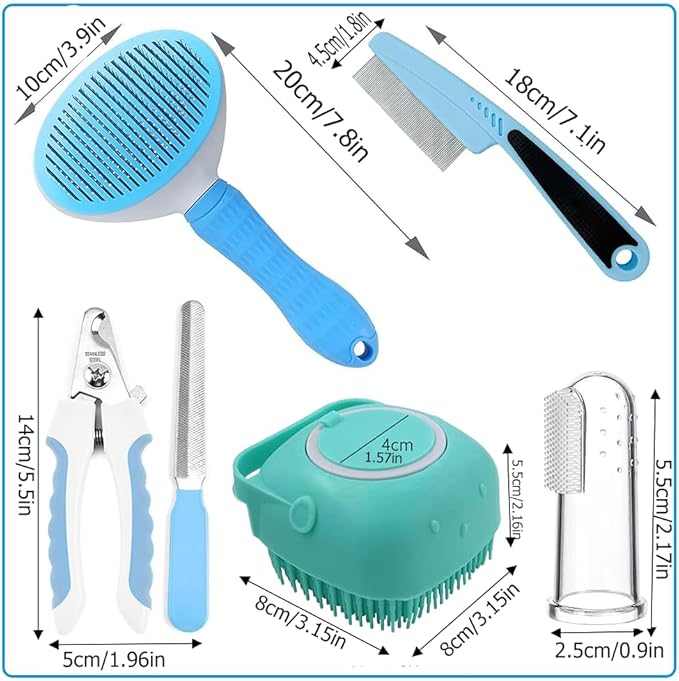 7pcs Pet Grooming Kit, Self-Cleaning Brush Shedding Kit - Image 7