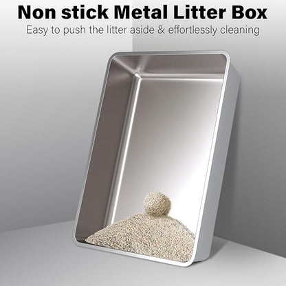Stainless Steel Litter Box, Extra Large Metal Litterbox - Image 6