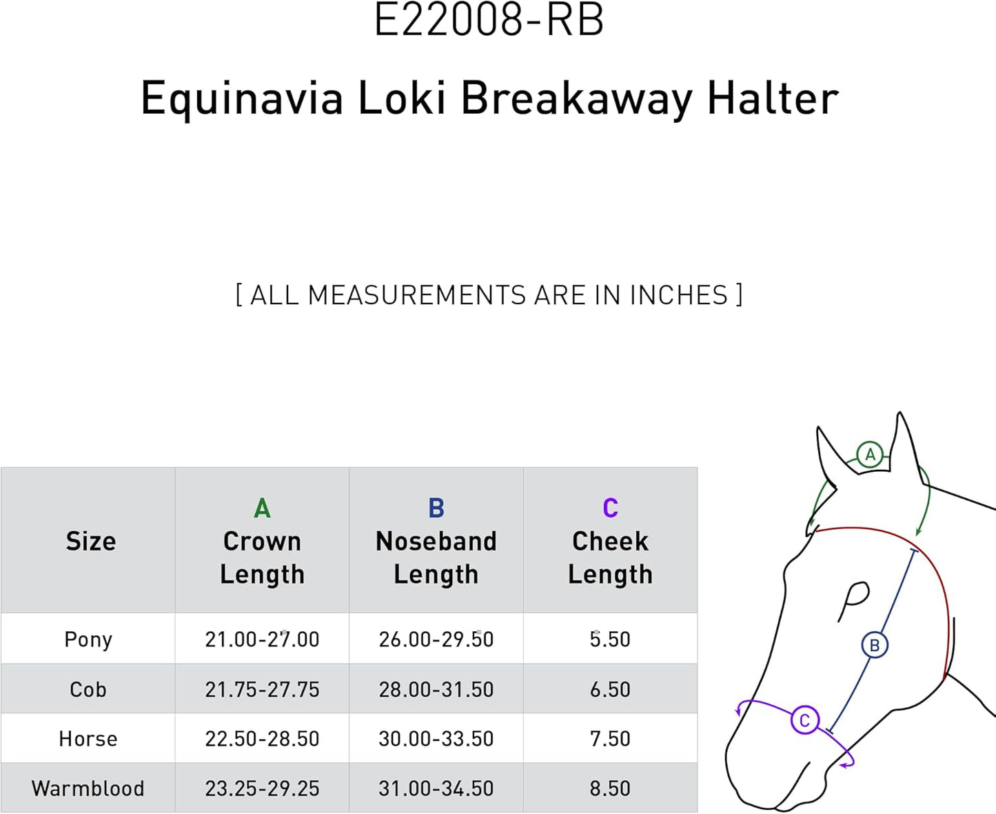 Equinavia Loki Adjustable Breakaway Horse Halter - Royal Blue - Horse