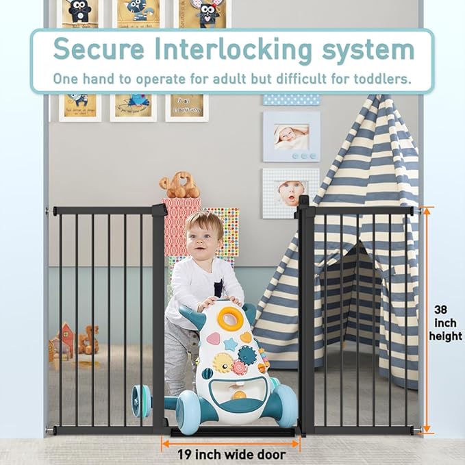 Fairy Baby Extra Tall Baby Gate Stand 38" Tall, 70.9"-76.3" Extra Wide Large - Image 6