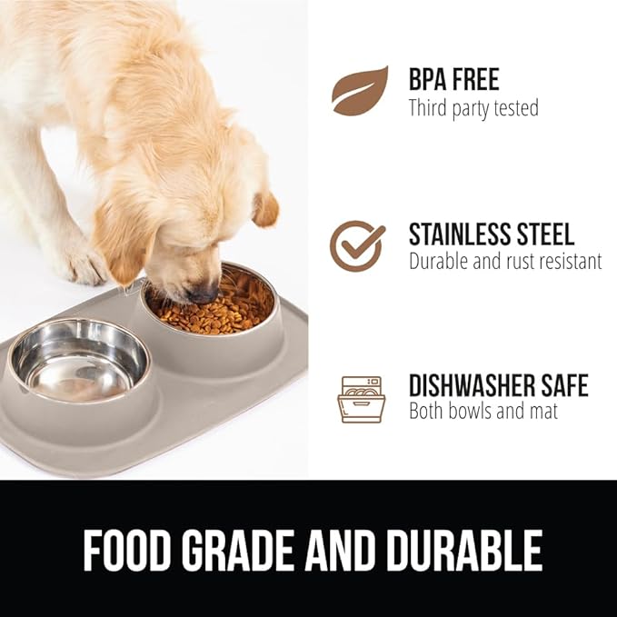 GORILLA GRIP Feeding Mat Bowl Set, 4 Cup 100% Waterproof BPA Free Silicone Base - Image 5