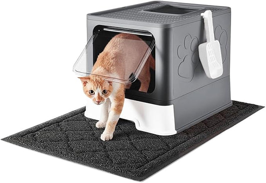 Medario Cat Litter Box with X-Large Litter Mat and Scoop, Large Covered Litter by Medario