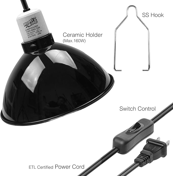 Reptile Light Fixture, 8.5'' Reptile Dome - Image 3
