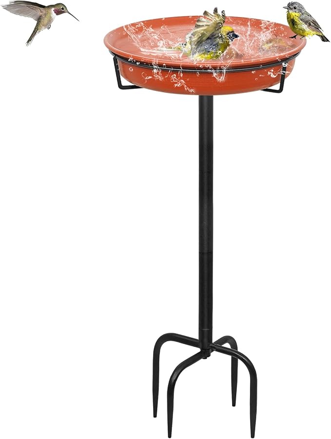 35.5In Freestanding Birdbaths Bowl Outdoor, Standing Garden Bird Bath Bird by YALINKA