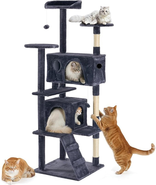 DUMOS 62-inch Indoor Cat Tree Tower –Multi-Level Pet House by DumosLifestyle